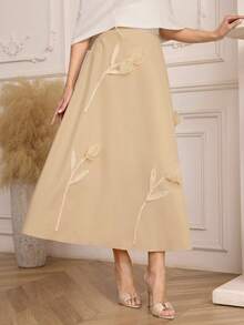 Modelyn Fashionable New 3D Floral Romantic Casual Women Skirt - Khaki - View 6