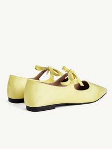 CUCCOO CHICEST Giày bệt mũi nhọn màu trơn, chi tiết khóa cài, kiểu dáng thoải mái, màu trơn, thích hợp cho mùa xuân-thu 2024. Giày mùa xuân, giày dự tiệc Phục sinh. - Màu Mù tạt vàng - Xem 10