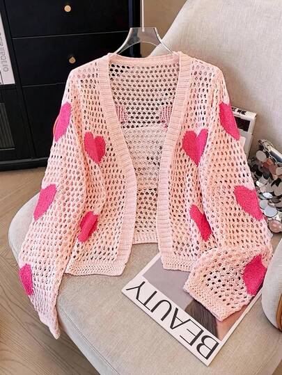 GlowEve New European & American Fashion Mixed Color Elegant Versatile Knitted Cardigan Sweater