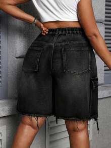 Slaydiva Plus Size Women's Denim Shorts For Women Jean Shorts Loose Cargo Shorts Cotton Camouflage Loose Shorts Cargo Pants Women Shorts Camo Pants Jorts Vacation Woman Summer For Women Summer Cowgirl Old Money - Black - View 2