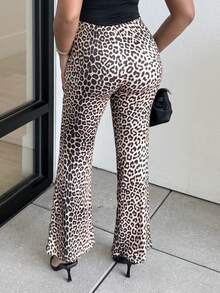 Alexandranx Spring And Autumn High Waisted Leopard Print Flare Pants Party Date Pants - Multicolor - View 2