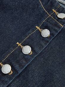 Maija Áo cánh denim dài tay thường ngày màu trơn dành cho nữ - Rửa tối - Xem 5