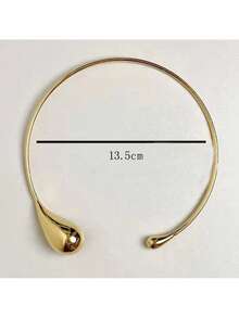 Ellevyn Fashionable & Unique Design Minimalist Metal Water Drop Shaped Collar Gold/Silver Plated High-End Feeling Neck Chain - Gold - View 4