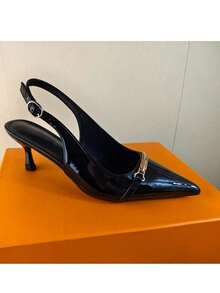 CUCCOO BIZCHIC Tacones altos versátiles de tacón fino y correa trasera con botones, elegantes para la oficina - Negro - Ver 11