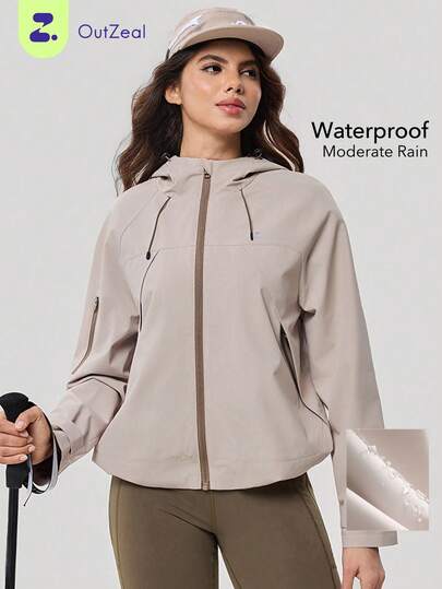 OutZeal Women Outdoor Jacket Camping Hiking Water-Resistant Windproof Loose Fit Hooded Jacket With Pocket