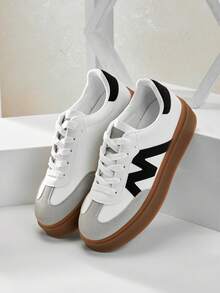 Solezae Hot Trending Women's Trio Flatform Retro Skate Sneakers Valentine's Day - Black - View 7