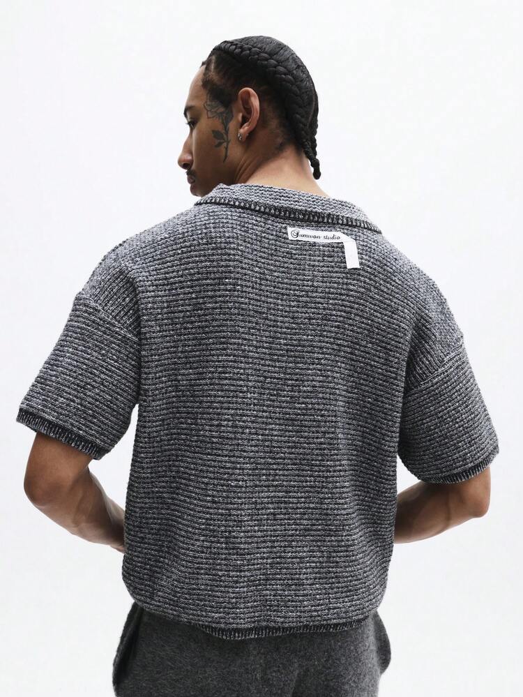 Heather Knit Polo Shirt With Collar