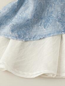 GlowEve Áo không tay kiểu Trung Quốc mới dành cho nữ, chất liệu jacquard, phối màu tương phản. - Màu xanh lam - Xem 5