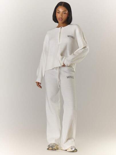 MUSERA Pantalon ample à côtes avec détail brodé, jambes larges. Idéal pour l'automne, l'hiver, les soirées élégantes, les fêtes de Noël, du Nouvel An et d'Action de grâce. Décontracté et confortable.