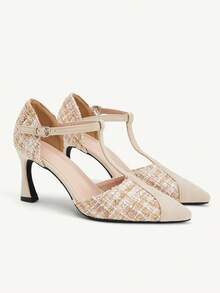 CUCCOO CHICEST 女士优雅尖头搭扣高跟鞋，适合通勤 - 杏色 - 查看 2