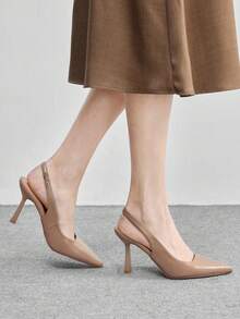 CUCCOO BIZCHIC Pointed Toe Open-Back Pumps High Heels, Casual Spring Shoes Spring Break Easter For Christmas Spring Shoes - Maroon - View 5