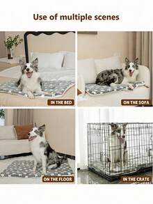 1 件装柔软加厚隔热保暖可水洗防滑底耐用星形图案设计狗笼垫狗床毯猫垫适用于中小型宠物缓解焦虑和压力冬季圣诞礼物宠物睡眠垫宠物床必备品 - 灰色 - 查看 10