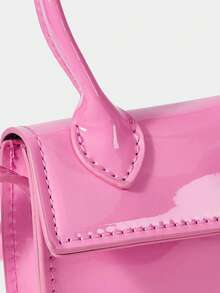 SHECARRY Túi xách tay mini - Màu hồng da sơn - Xem 6