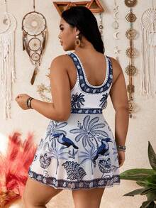 Swim Lushoire Áo tankini in hình chim toucan cỡ lớn dành cho nữ, phối với chân váy xòe bằng vải lưới, thích hợp cho các bữa tiệc mùa hè trên bãi biển. - Nhiều màu - Xem 2