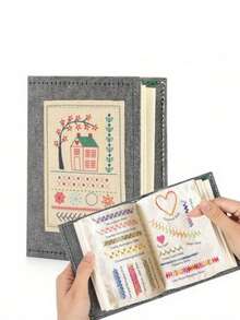 1pc Embroidery Pattern Book With 86 Pcs Thread Needle DIY Sewing Kit Starter Set For Beginners Handcraft Hobby Stitching Crafting Supplies Embroidering Tool Gift - Multicolor - View 5