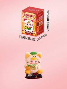 POKOJA LAND Blind Box (ohne Plüschfüllung) Flauschige süße Cartoon-Charakter Dekor Figur, 1 Stück "Glückliche Glückskatzen" Serie Blind Box Figur, neujahrsthematische Katzen Figur mit 6 regulären Stilen & 1 versteckter Überraschung - Tide Play Blindbox - Übersicht 4