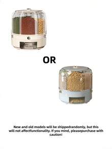 1pc 6-Compartment Rice Storage Container / Airtight Sealed Rotating Rice/Grain Bin For Home Use - Light Grey - View 11