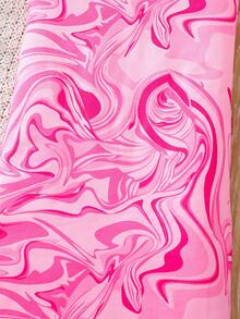 SHEIN 年轻女孩休闲街头时尚针织几何印花吊带开衩裙 - 玫紅色 - 查看 4