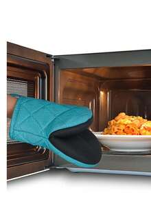 1 chiếc găng tay lò nướng chịu nhiệt cao 500 ℉, miếng lót chân lò nướng mini với bề mặt chống trượt và vòng treo, thích hợp cho nướng, làm bánh, nấu nướng và nướng thịt (Màu đen) - Đỏ - Xem 4