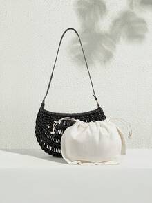 SHECARRY 女士单肩包，适合日常通勤、旅行、购物、散步 - 黑色 - 查看 5