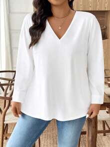 Breezaya 大码女式白色后背解构褶裥长袖商务休闲优雅秋冬宽松纽扣衬衫 - 黑與白 - 查看 4