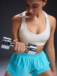 Powerista Áo ngực thể thao nữ đơn sắc tối giản hàng ngày (Họa tiết ngẫu nhiên) - Vàng nhạt - Xem 7