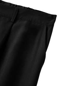 SHEIN Clasi Bộ đồ 2 món cỡ lớn: Áo sơ mi kẻ sọc phối màu thường ngày + Quần dài đơn giản. - Đen và trắng - Xem 6