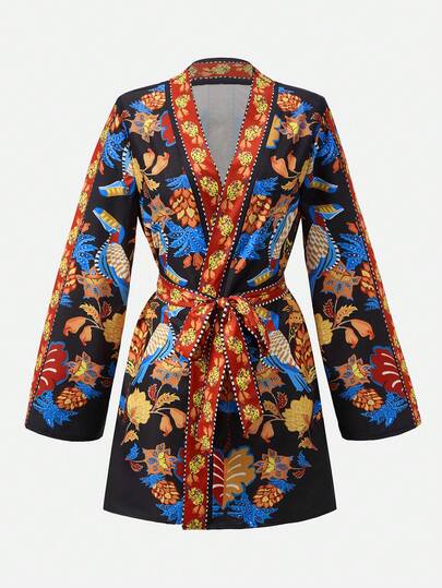 Swim Vcay Women's Casual All-Over Allover Print Kimono Cover Up, Summer