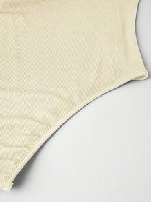 Franclia Bộ 2 món áo liền quần dài tay ôm dáng cổ vuông màu trơn - Màu Khaki - Xem 6