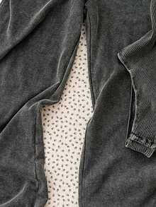 SHEIN 两件套少女黑色雪花刺绣纽约文字罗纹针织吊带连体衣和休闲复古雪花宽松裤套装 - 灰色 - 查看 5