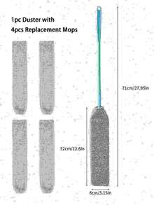 1 件装可伸缩弯曲除尘掸，配有可水洗超细纤维掸头，用于清洁家具底部，家居清洁工具，家政必备，春季大扫除必备品 - 彩色 - 查看 9