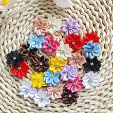 30Pcs/Set Solid Color Garment Decoration Excipient, Cute Fabric Rhinestone Decor Flower Design DIY Jewelry Accessory For Sewing - Beige - View 2