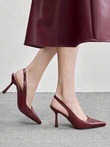 CUCCOO BIZCHIC Pointed Toe Open-Back Pumps High Heels, Casual Spring Shoes Spring Break Easter For Christmas Spring Shoes - Rouge Casaque - View 7