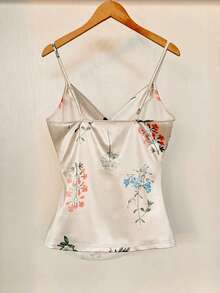 GlowEve Best-Selling Floral Print Vacation Camisole With Waist Ruching Detail, Slimming, Luxurious Satin, Summer Tank Top - Multicolor - View 2