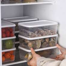 10-Pack 40.58oz Stackable Fridge Organizer Containers, Plastic Freezer Friendly Food Storage Boxes With Flip Top Lids, Reusable Multipurpose Sealable Bento Lunch Boxes For Meat, Fruits, Vegetables, Microwaveable - Ideal For Christmas Food Display And Storage - Multicolor - View 6