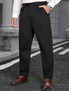 Manfinity Bizformal Quần tây công sở nam màu đen, chất liệu vải chống nhăn, xếp ly, thích hợp mặc thường ngày. Chất liệu chống nhăn nhanh chóng lấy lại độ phẳng mịn sau khi mặc hoặc giặt, giảm thiểu nhu cầu ủi đồ thủ công cho các dịp trang trọng. - màu đen - Xem 4