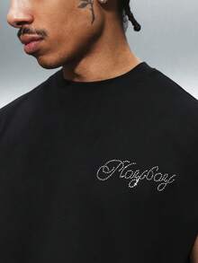 PLAYBOY X SUMWON Rhinestone Graphic Tank Top Crew Neck Sleeveless Summer Casual Cotton Blend Embellished Design Chest Print Statement Piece - Black - View 5