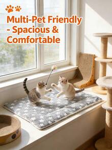 1 件装柔软加厚隔热保暖可水洗防滑底耐用星形图案设计狗笼垫狗床毯猫垫适用于中小型宠物缓解焦虑和压力冬季圣诞礼物宠物睡眠垫宠物床必备品 - 灰色 - 查看 9