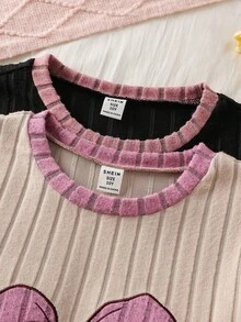 Bộ đồ ngủ cho bé gái tuổi teen - Bộ 2 món: Áo dài tay cổ tròn và quần dài, họa tiết trái tim và nơ, chất liệu gân, màu hồng, đen, be, ấm áp, thích hợp mặc nhà trong kỳ nghỉ lễ 2026, không thể thiếu trong mọi mùa. - Nhiều màu - Xem 6