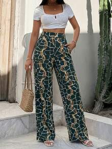 EURMUSE Women Boho Style Vacation Pants, Spring, Summer - Multicolor - View 4