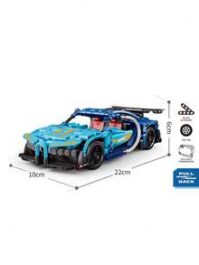 MINKOJA Blue & Orange Sports Car Building Blocks (448PCS) - Pull-Back Transmission & Operable Parts Kit With TPR Tyre - Multicolor - View 3