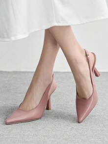 CUCCOO BIZCHIC Tacones altos de punta abierta, zapatos casuales de primavera para vacaciones de primavera, Pascua y Navidad - Rosa vieja - Ver 3