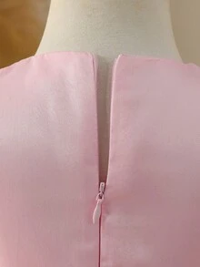 SHEIN Glamorique Kids Baby Girl Flower Bridesmaid Dress, Wedding, Flower Girl ,Elegant,Birthday Party, - Pink - View 3