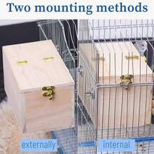 1 pieza Caja de cría de loro de madera, nido de incubación, nido vertical para pájaros, caja de nido aislada, jaula de cría de pájaros, adecuada para cacatúas y periquitos, accesorios para casas de pájaros, suministros para mascotas, ventana de observación transparente, adecuada para varios pájaros y periquitos, suministros para mascotas, jaula de cría de loros, decoración de jardín al aire libre, especializada en suministros para pájaros, regalo de Navidad - Marrón - Ver 5