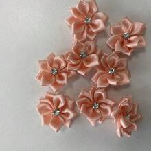 30 piezas/set Accesorio de decoración de prendas de unicolor, diseño de flor de cristal de fantasía de tela linda para manualidades de joyería DIY para coser - Color del capullo de nieve - Ver 7