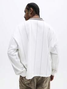 SUMWON 常规版型长袖加州标志 Polo 衫，撞色领条纹细节 - 米色 - 查看 2