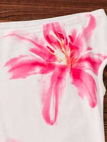 SHEIN 3件套少女针织碎花露肩休闲T恤套装 - 彩色 - 查看 8