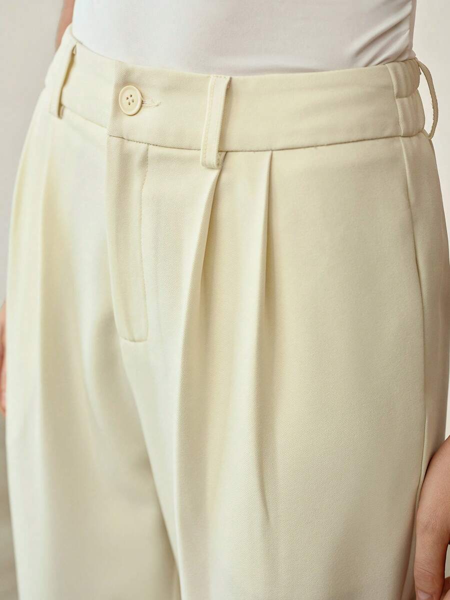 MOTF PREMIUM 女士高腰锥形裤，春夏新款休闲西装裤 - 卡其色 - 查看 2