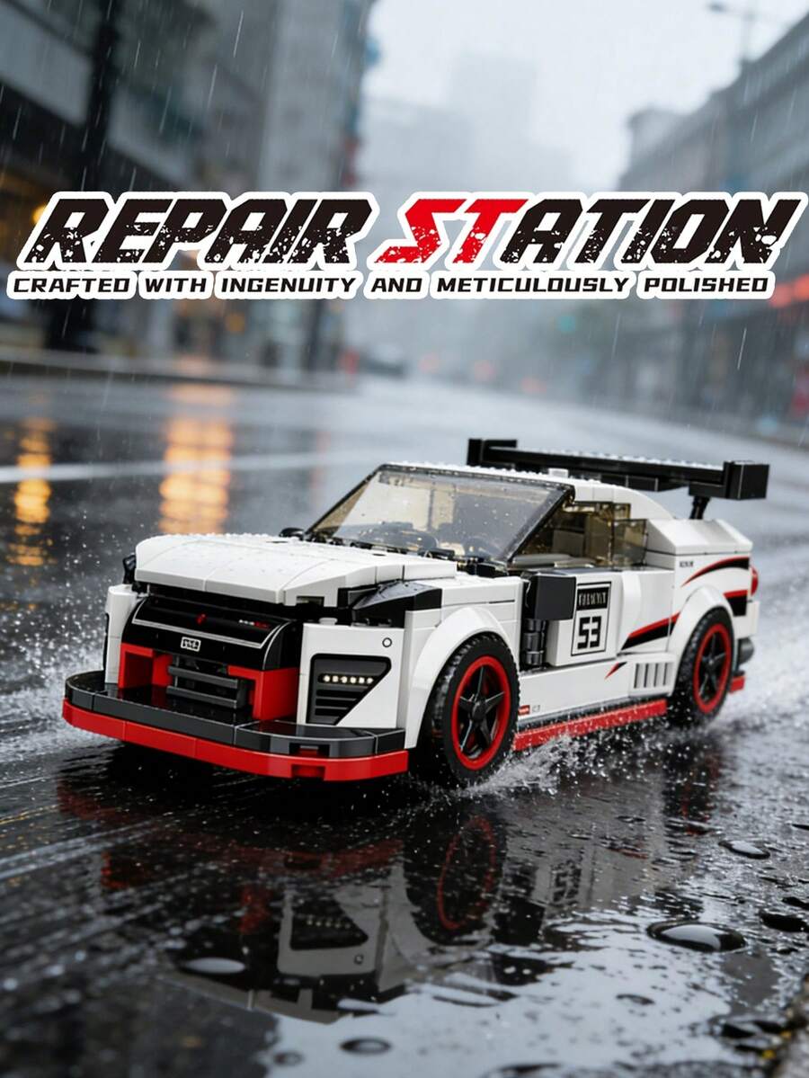 MINKOJA 白色和红色赛车积木 - 可动部件和TPR轮胎套件，适合爱好者（零件数量：300块） - 彩色 - 查看 1