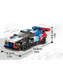Bloques de construcción de coche de carreras deportivo rojo, blanco y azul (316 piezas) - Piezas operables y kit de neumáticos de TPR para entusiastas - Multicolor - Ver 3